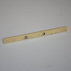 💎 Vintage Cream & Rhinestone Bar Brooch · 3"